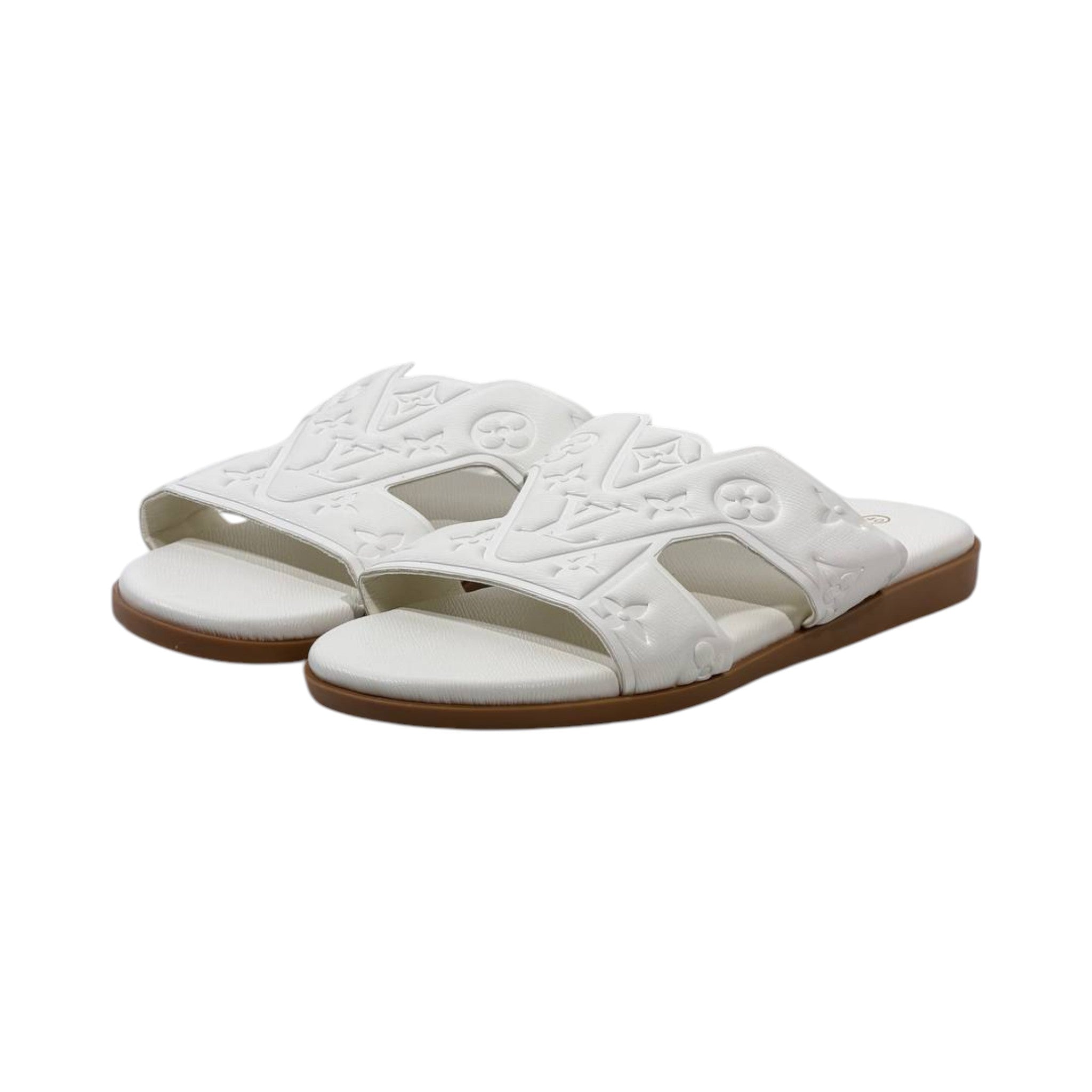 🤍 Louis Vuitton H Monogram Flat Slides – White Luxury Summer Edition - MASTERPIECE
