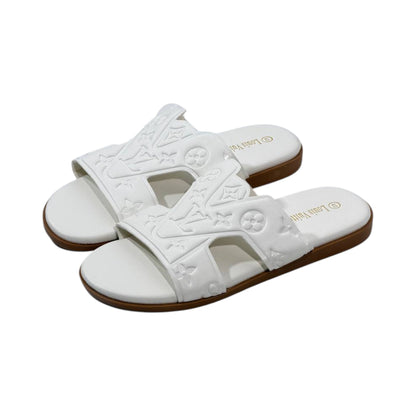 🤍 Louis Vuitton H Monogram Flat Slides – White Luxury Summer Edition - MASTERPIECE