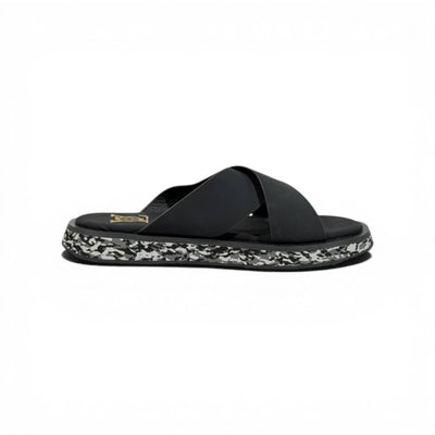 LOUIS VUITTON Luxury Black Cross Strap Sandals – LV Logo Detail & Marble Sole Design 👡✨ - MASTERPIECE