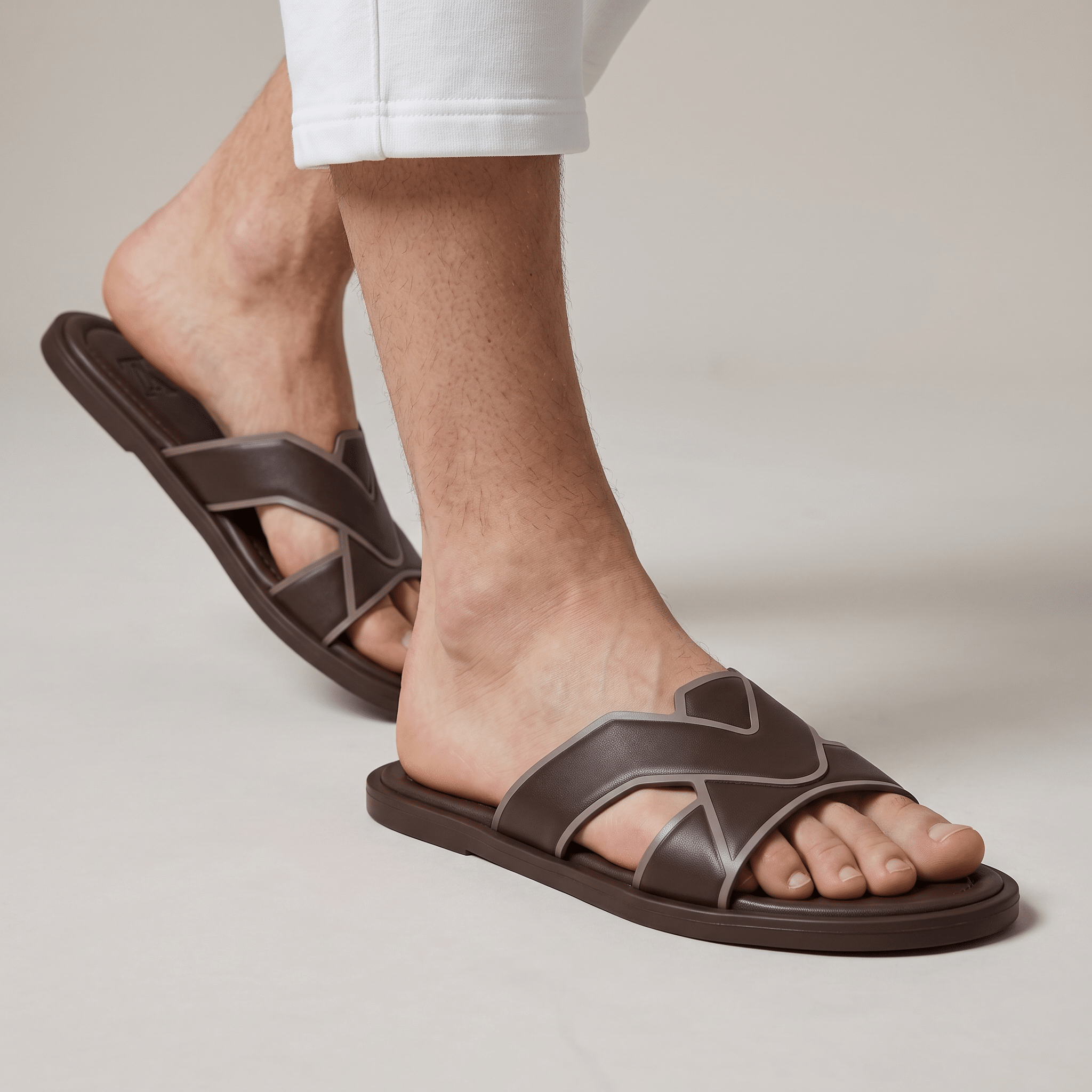 Louis Vuitton LV Cross Strap Leather Slides – Brown - MASTERPIECE