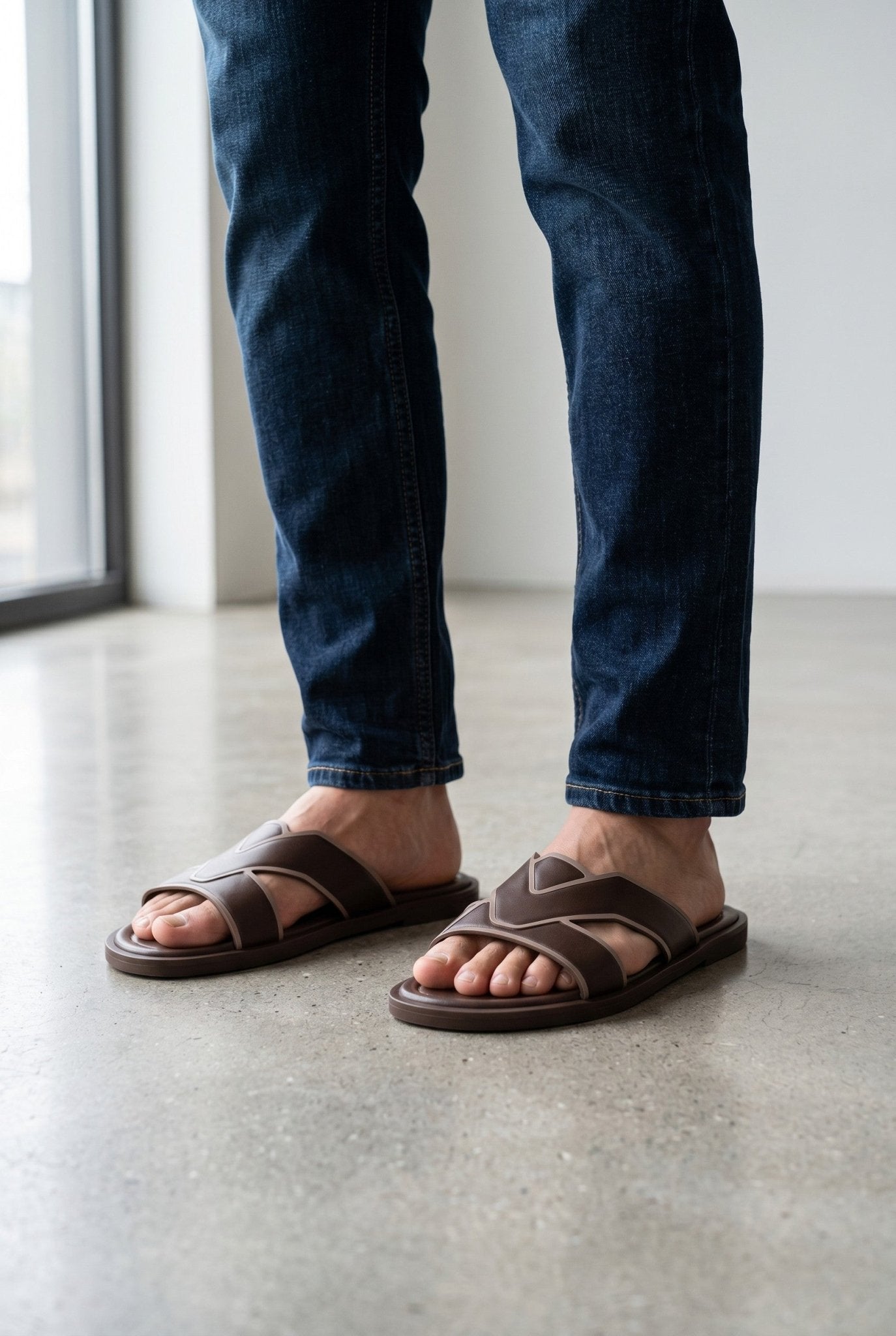 Louis Vuitton LV Cross Strap Leather Slides – Brown - MASTERPIECE