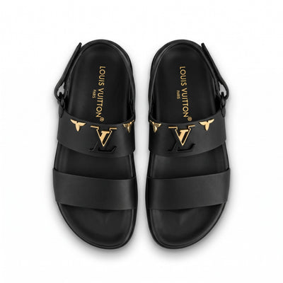 Louis Vuitton LV Monogram Buckle Leather Sandals – Black - MASTERPIECE