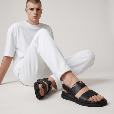 Louis Vuitton LV Monogram Buckle Leather Sandals – Black - MASTERPIECE