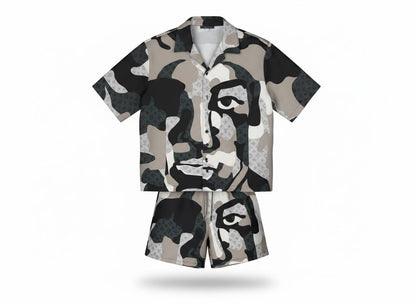 🖤 Louis Vuitton Monochrome Face Print Set – Bold Luxury Co - Ord Outfit 🩳👕🔥 - MASTERPIECE