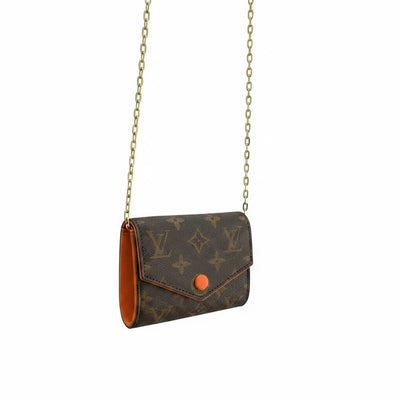 Louis Vuitton Monogram Chain Wallet – Luxury Mini Crossbody Bag Brown & Orange ✨👜 - MASTERPIECE