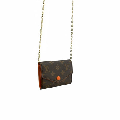 Louis Vuitton Monogram Chain Wallet – Luxury Mini Crossbody Bag Brown & Orange ✨👜 - MASTERPIECE