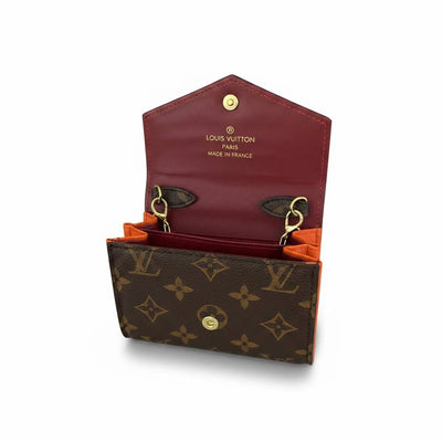 Louis Vuitton Monogram Chain Wallet – Luxury Mini Crossbody Bag Brown & Orange ✨👜 - MASTERPIECE