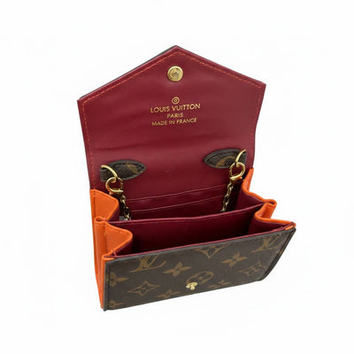 Louis Vuitton Monogram Chain Wallet – Luxury Mini Crossbody Bag Brown & Orange ✨👜 - MASTERPIECE