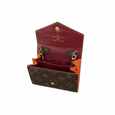 Louis Vuitton Monogram Chain Wallet – Luxury Mini Crossbody Bag Brown & Orange ✨👜 - MASTERPIECE
