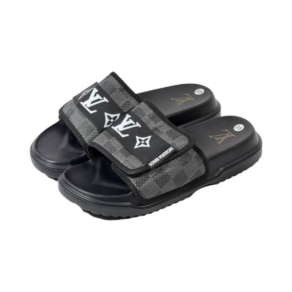 🖤 Louis Vuitton Monogram Comfort Slides – Graphite Damier Edition