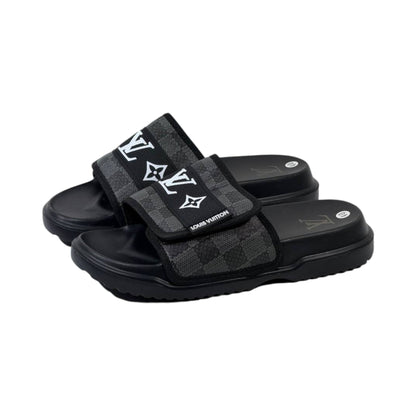 🖤 Louis Vuitton Monogram Comfort Slides – Graphite Damier Edition - MASTERPIECE