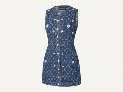 Louis Vuitton Monogram Denim Sleeveless Mini Dress 💙✨ - MASTERPIECE