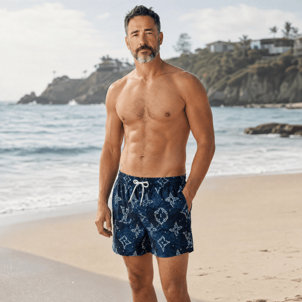 🩳 Louis Vuitton Monogram Denim Swim Shorts – Navy Edition ✨