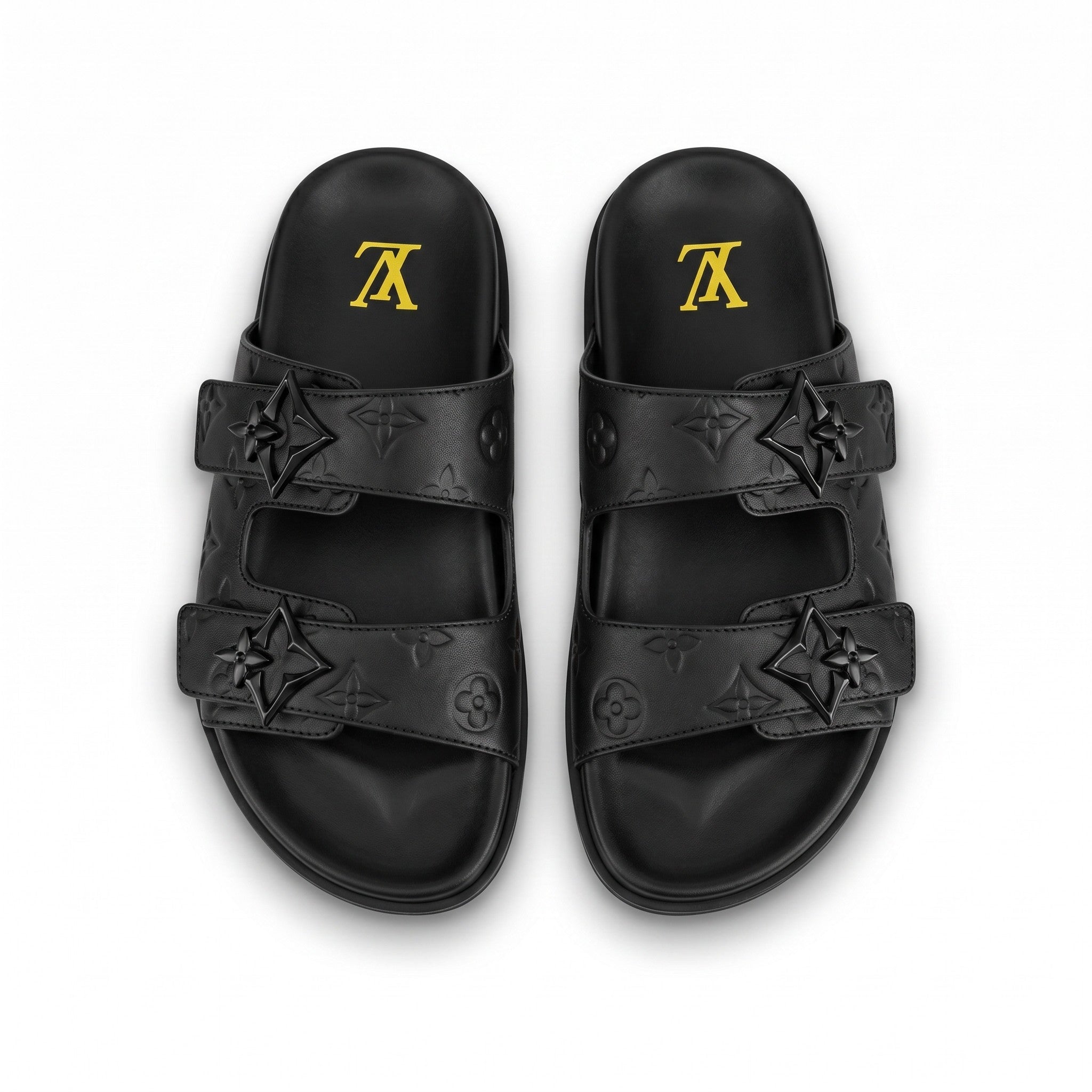 Louis Vuitton Monogram Double-Buckle Slides – Matte Black - MASTERPIECE