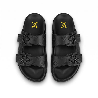Louis Vuitton Monogram Double-Buckle Slides – Matte Black - MASTERPIECE