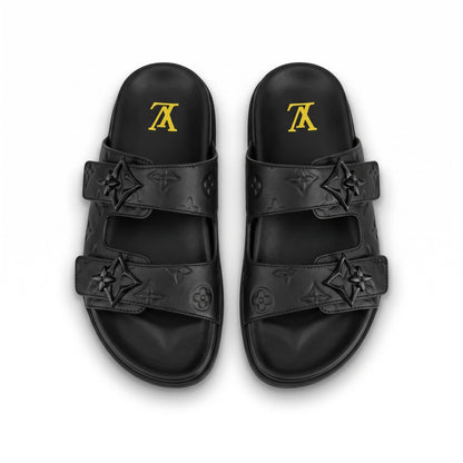 Louis Vuitton Monogram Double-Buckle Slides – Matte Black - MASTERPIECE