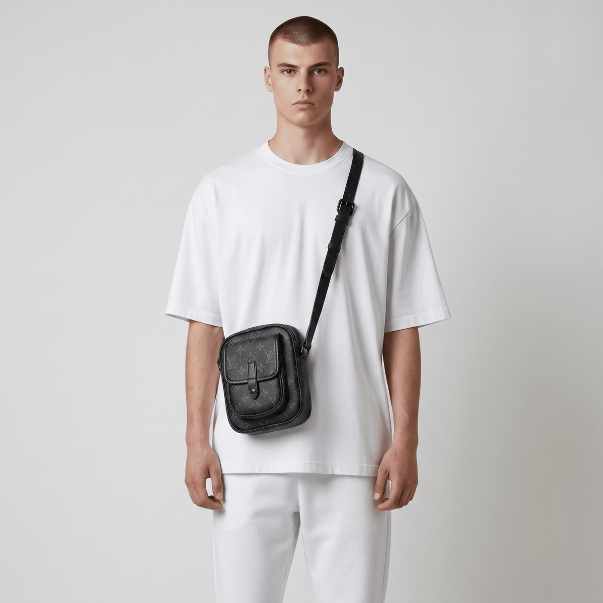 🖤 Louis Vuitton Monogram Eclipse Vertical Crossbody Bag – Black - MASTERPIECE