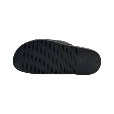 🖤 Louis Vuitton Monogram Embossed Comfort Slides – All Black Edition - MASTERPIECE