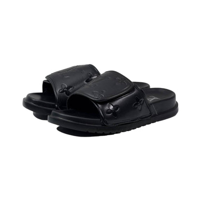 🖤 Louis Vuitton Monogram Embossed Comfort Slides – All Black Edition - MASTERPIECE