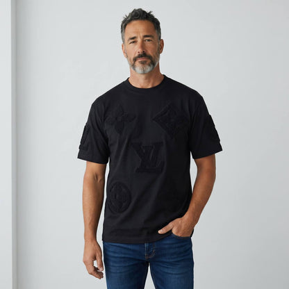 Louis Vuitton Monogram Embossed Premium T-Shirt – Black Edition 🖤✨ - MASTERPIECE