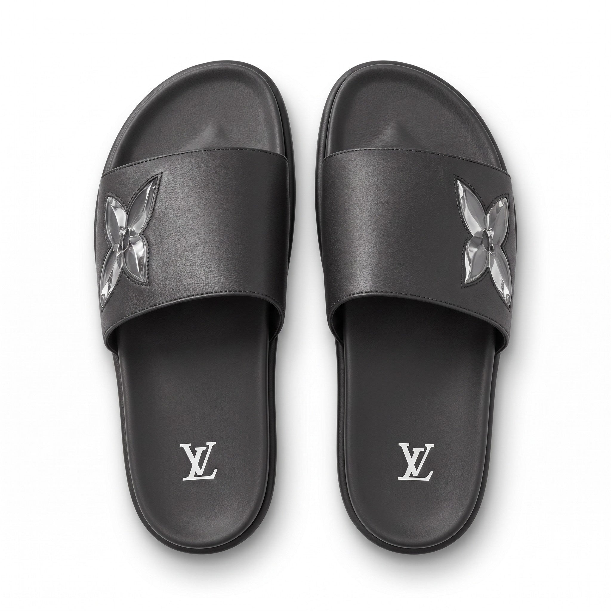 Louis Vuitton Monogram Flower Black Slides - MASTERPIECE