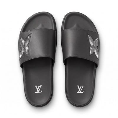 Louis Vuitton Monogram Flower Black Slides - MASTERPIECE