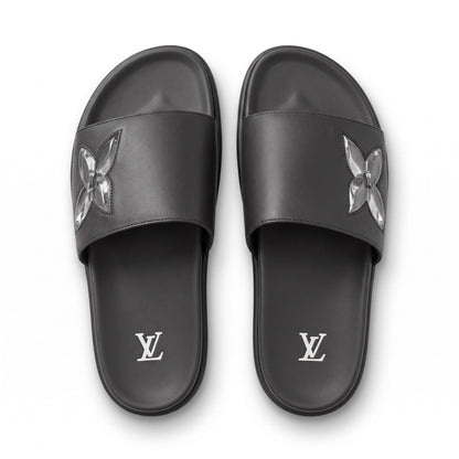 Louis Vuitton Monogram Flower Black Slides - MASTERPIECE