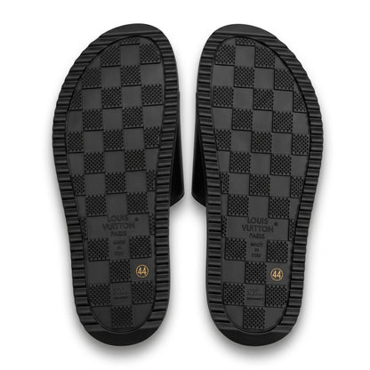 Louis Vuitton Monogram Flower Black Slides - MASTERPIECE