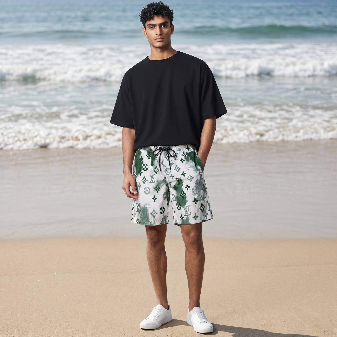 Louis Vuitton Monogram Green Tie - Dye Swim Shorts 🩳 | LV Luxury Beachwear - MASTERPIECE