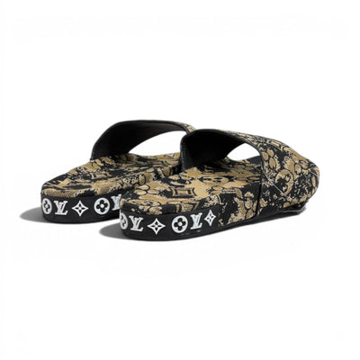 Louis Vuitton Monogram Inspired Slide Sandals – Luxury Designer Comfort Slippers ✨🖤 - MASTERPIECE
