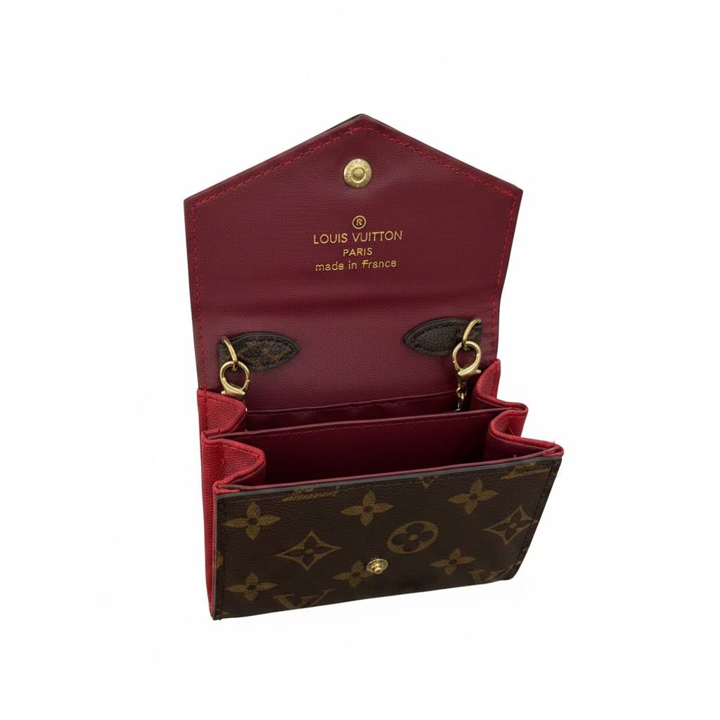 Louis Vuitton Monogram Mini Chain Wallet – Luxury Crossbody Bag Brown & Red ✨👜 - MASTERPIECE