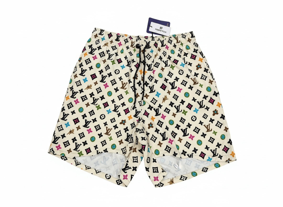 Louis Vuitton Monogram Multicolor White Swim Shorts – Summer Luxury Statement 🤍🌊 - MASTERPIECE