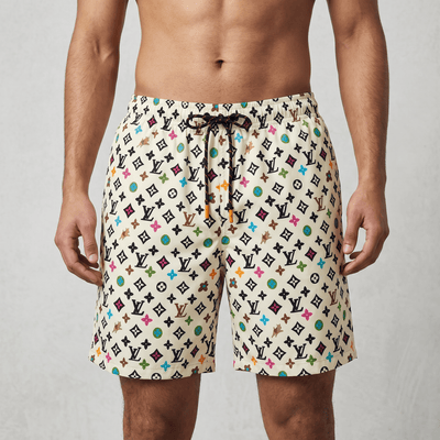 Louis Vuitton Monogram Multicolor White Swim Shorts – Summer Luxury Statement 🤍🌊 - MASTERPIECE