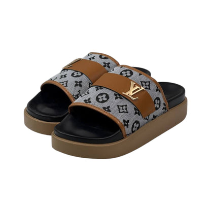 🤍🤎 Louis Vuitton Monogram Platform Slides – Beige Edition - MASTERPIECE
