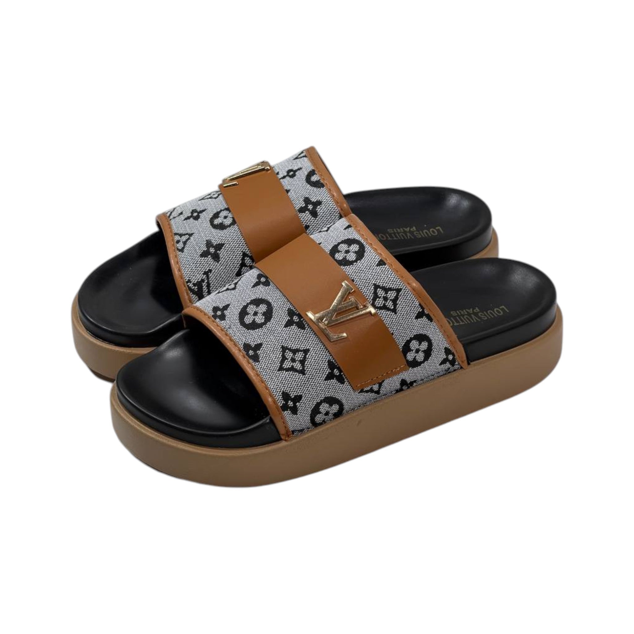 🤍🤎 Louis Vuitton Monogram Platform Slides – Beige Edition - MASTERPIECE