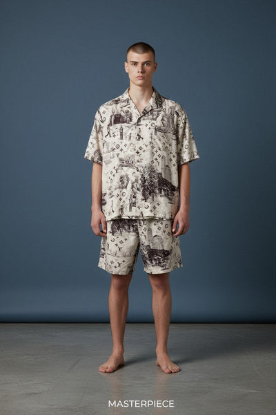 Louis Vuitton Monogram Resort Co-Ord Set for Men – Premium Printed Shirt & Shorts Summer Outfit ✨ - MASTERPIECE