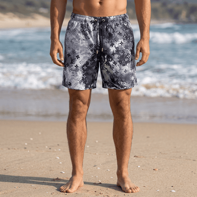 Louis Vuitton Monogram Splash Swim Shorts – grey & White 🖤🤍🌊 - MASTERPIECE
