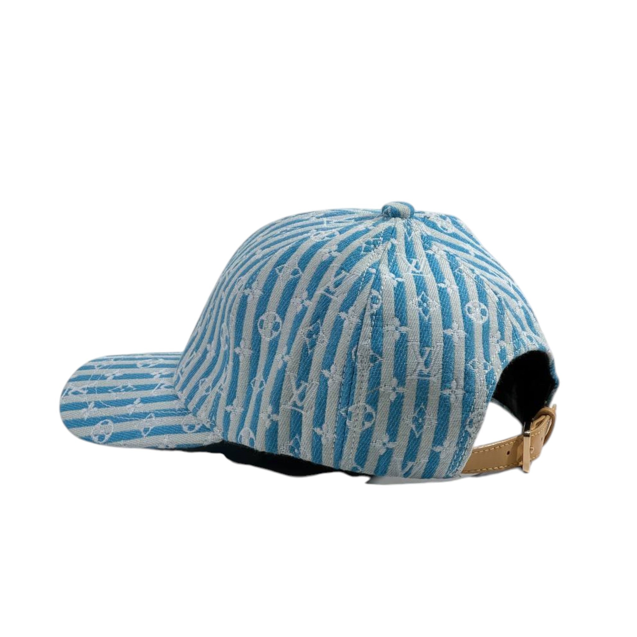 💙 Louis Vuitton Monogram Stripe Blue Cap | Luxury Denim Style Hat 🧢 - MASTERPIECE