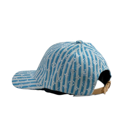 💙 Louis Vuitton Monogram Stripe Blue Cap | Luxury Denim Style Hat 🧢 - MASTERPIECE