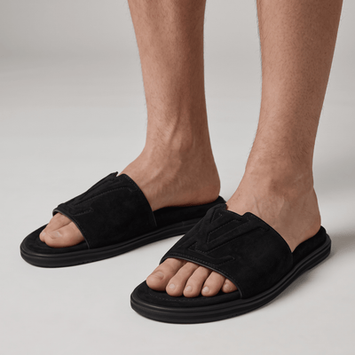 Louis Vuitton Monogram Suede Slides – All Black - MASTERPIECE