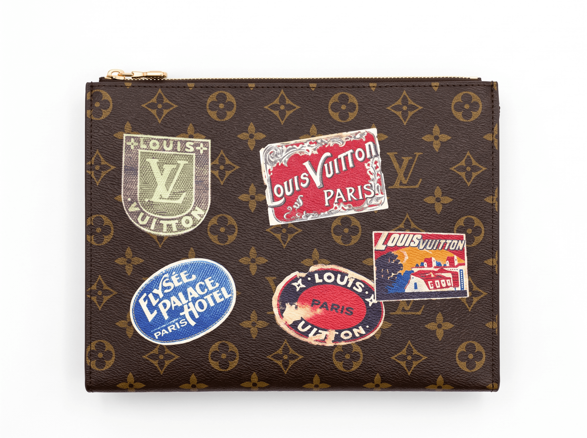 ✨ Louis Vuitton Monogram Travel Sticker Pochette – Brown - MASTERPIECE