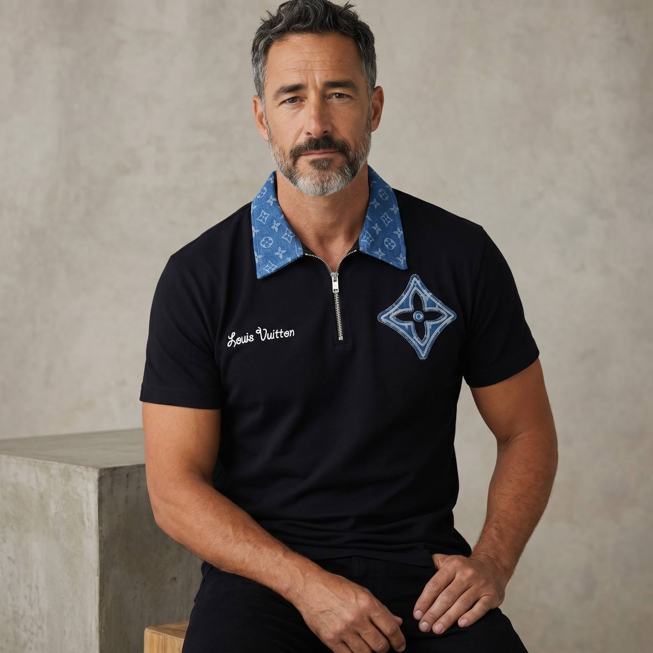 Louis Vuitton Monogram Zip Polo – Midnight Edition 💙🖤 - MASTERPIECE