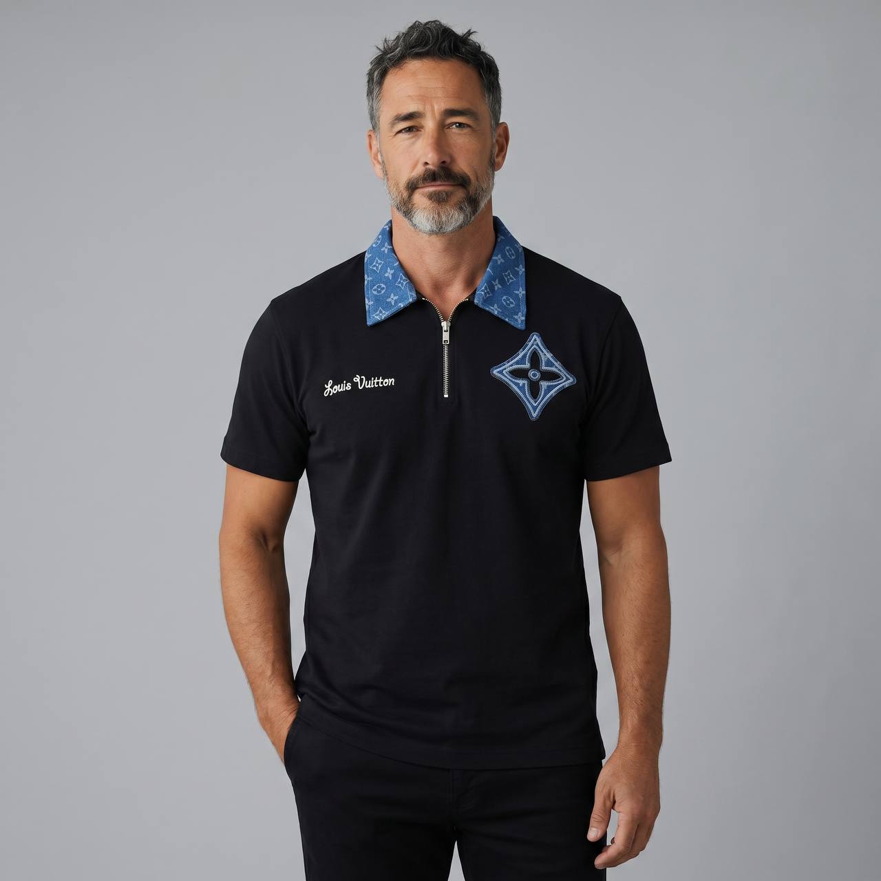 Louis Vuitton Monogram Zip Polo – Midnight Edition 💙🖤 - MASTERPIECE