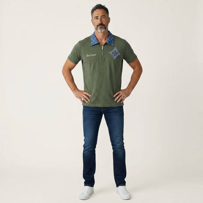 Louis Vuitton Monogram Zip Polo – Olive Green Edition 💚💙 - MASTERPIECE