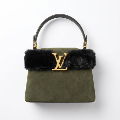 Louis Vuitton – Olive Suede Fur Top-Handle 👜✨ - MASTERPIECE