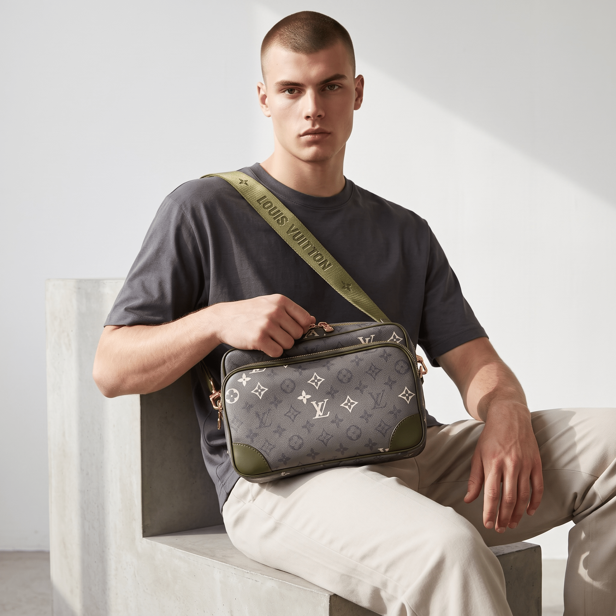 👜✨ Louis Vuitton Outdoor Messenger – Monogram Eclipse Khaki 💚🖤 - MASTERPIECE