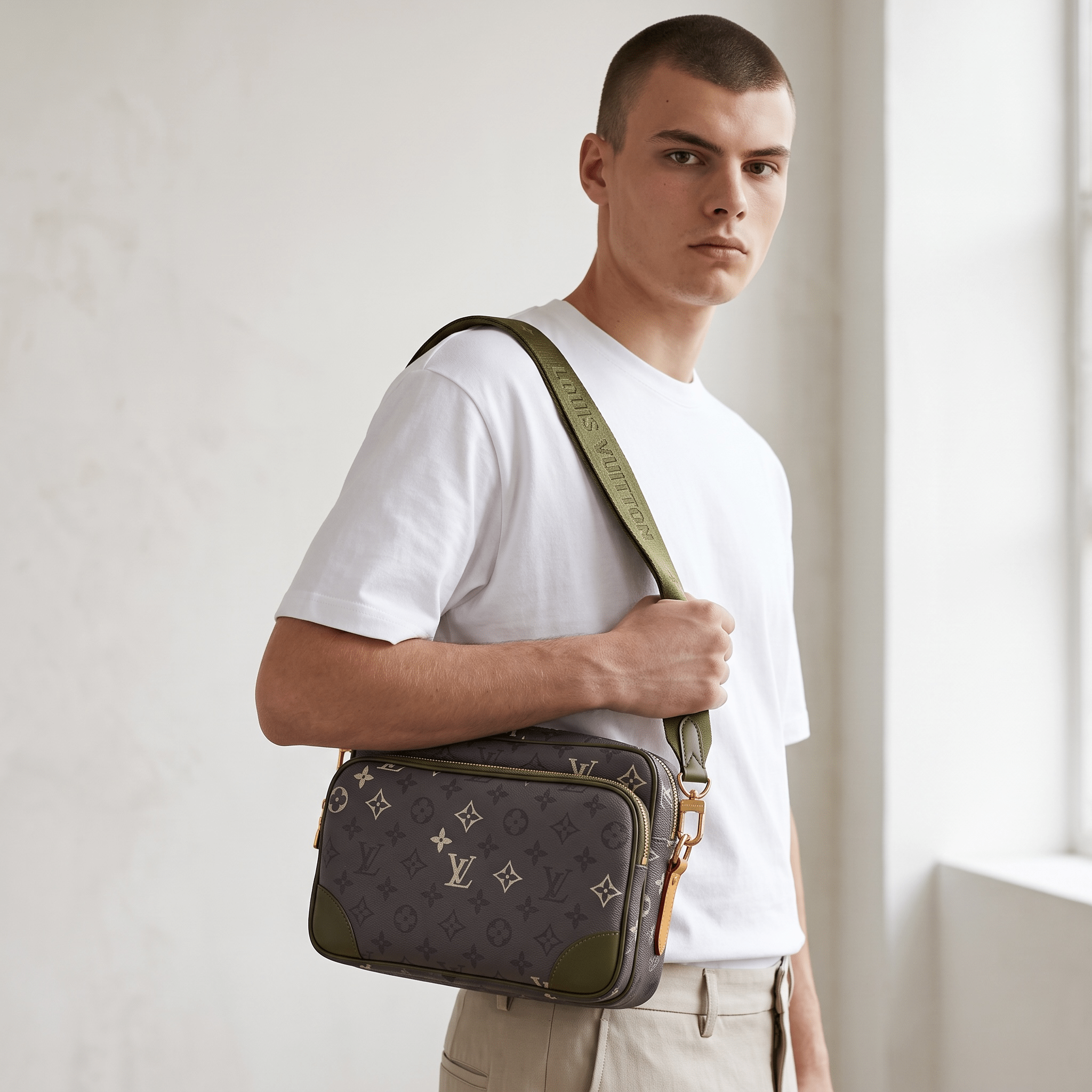 👜✨ Louis Vuitton Outdoor Messenger – Monogram Eclipse Khaki 💚🖤 - MASTERPIECE