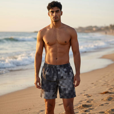 Louis Vuitton Pixel Monogram Swim Shorts 🖤 | Grey Luxury Beachwear - MASTERPIECE