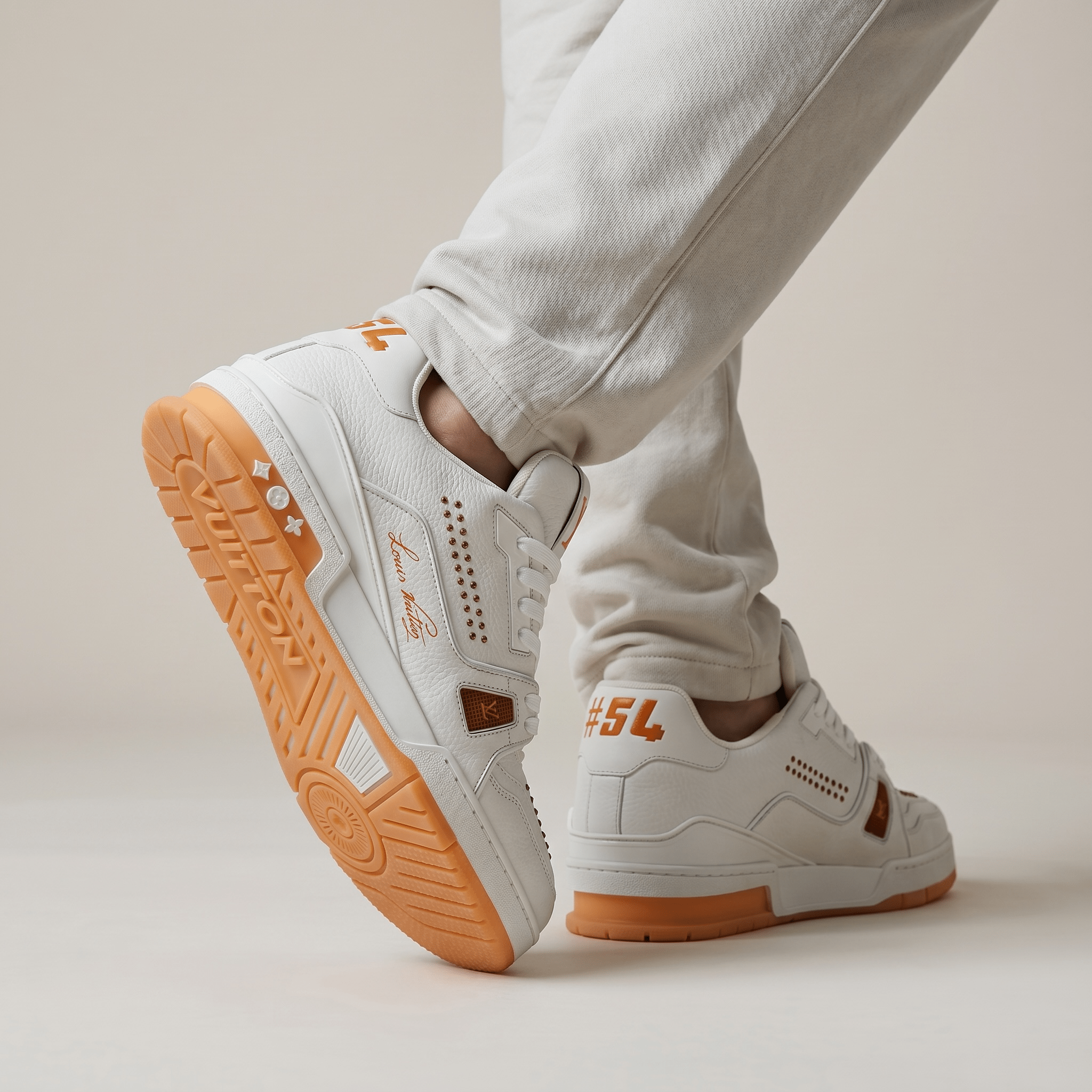 🤍🧡 Louis Vuitton Premium Court Sneakers 👟✨ - MASTERPIECE