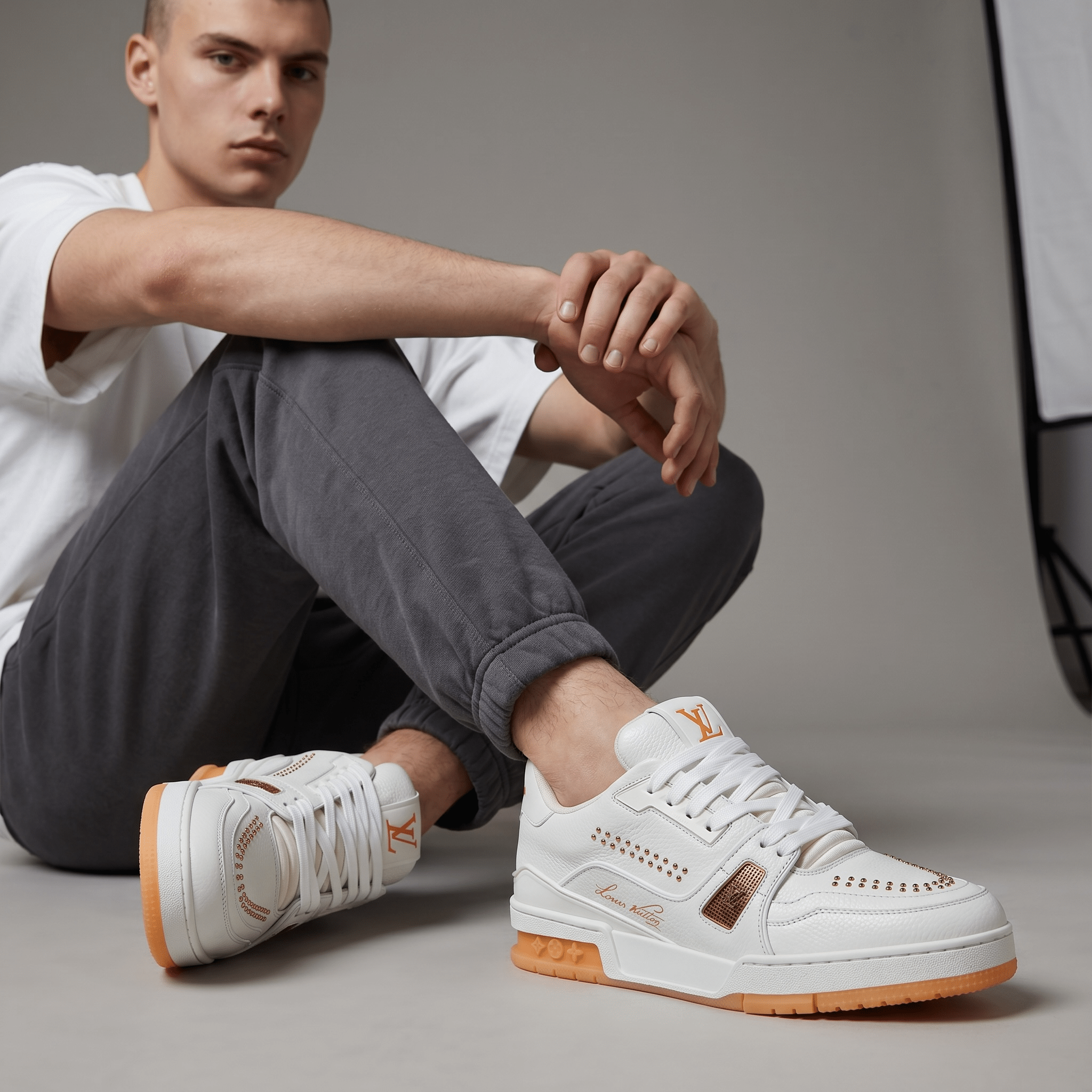 🤍🧡 Louis Vuitton Premium Court Sneakers 👟✨ - MASTERPIECE